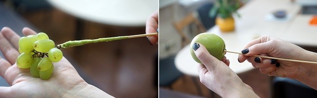 Крепление винограда и яблока на шпажку