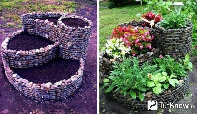 Многоуровневая клумба из камня