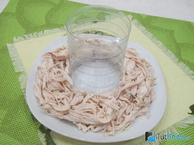 Куриное филе нарезано и выложено на блюдо