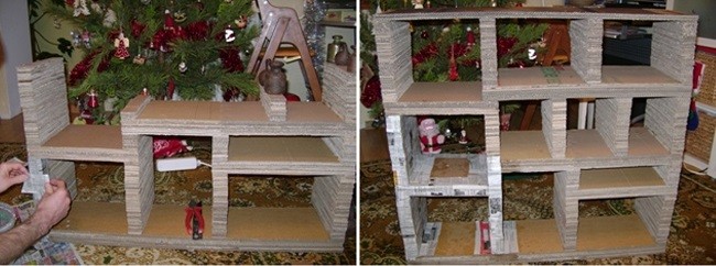 Заготовка стеллажа из коробок