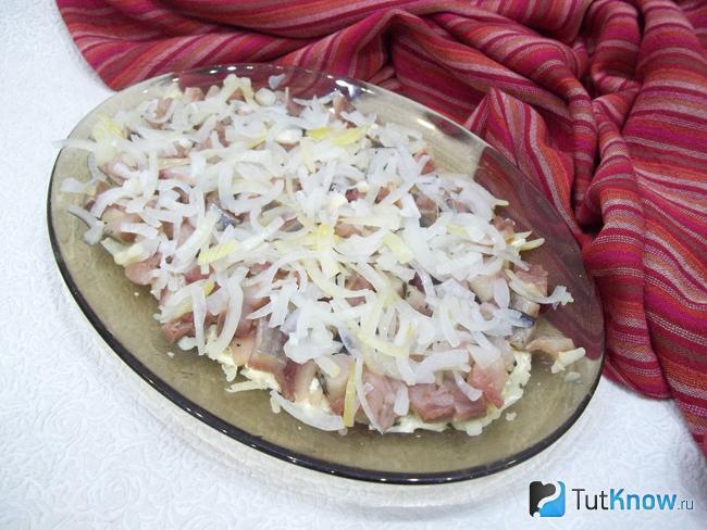 Сверху выложен репчатый лук