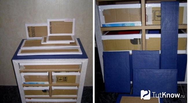 Декорирование комода из картона