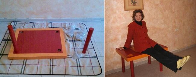 Присоединение ножек из картона к столу