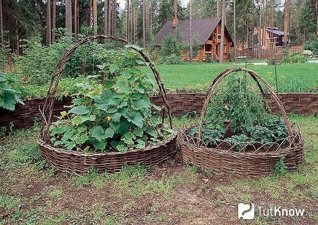 Ограждения клумб в виде корзинок