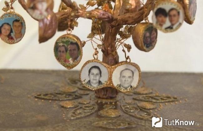 Маленькие фотографии родственников на генеалогическом дереве