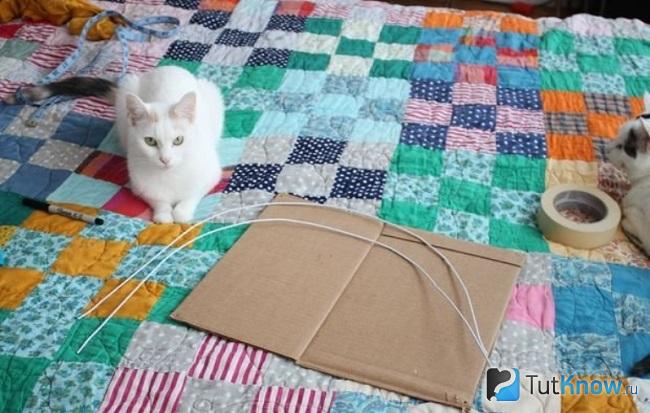 Картонный пол будущего кошачьего домика
