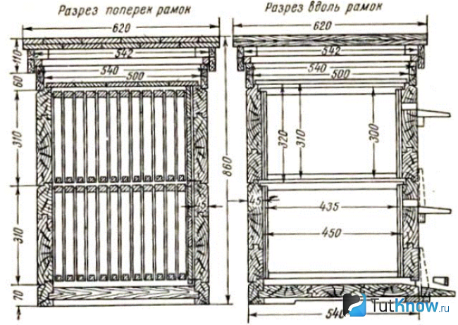 Чертеж двухкорпусного улья