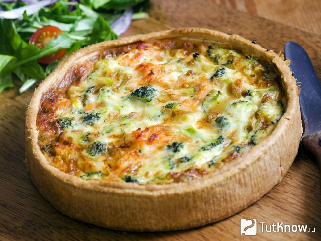 Готовый киш с курицей