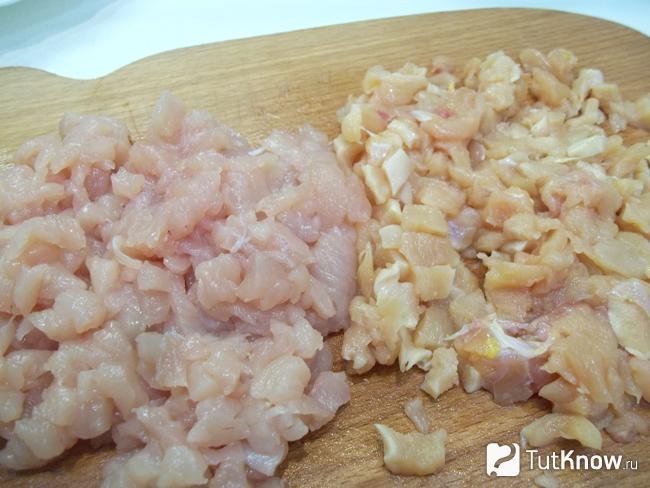 Мясо нарезано