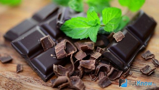 Разломанная плитка горького шоколада