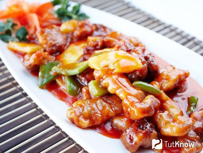 Мясо по-китайски с имбирем и молоком