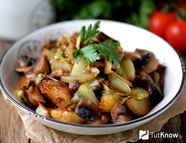 Жареные свинушки толстые с картошкой