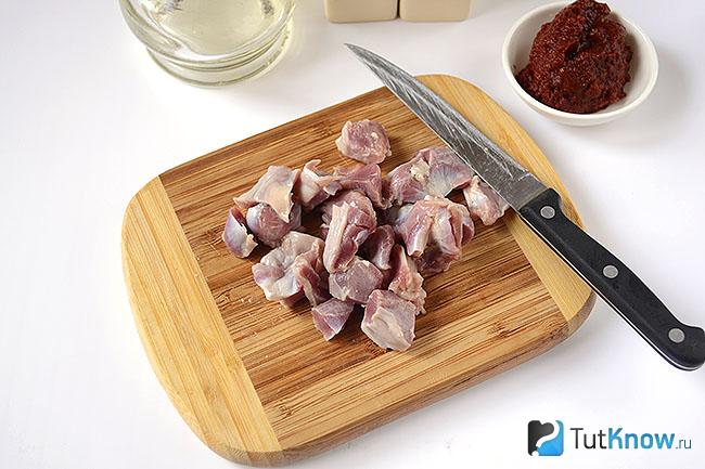 Нарезанные куриные желудки