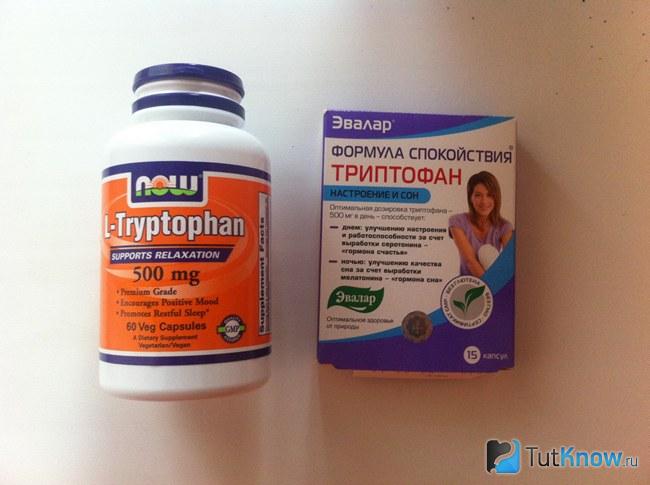 Баночка и упаковка с триптофаном