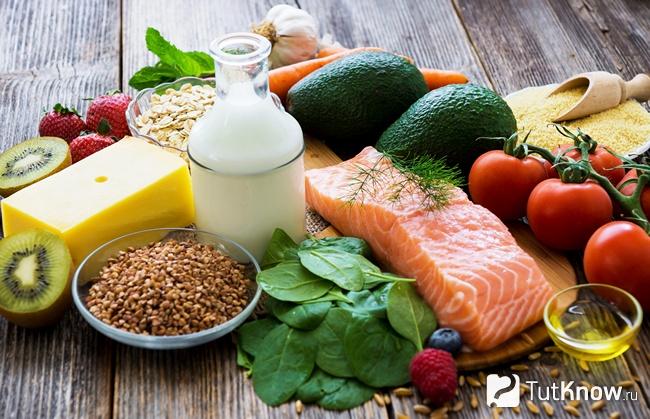 Один из вариантов продуктов, входящих в сбалансированный рацион