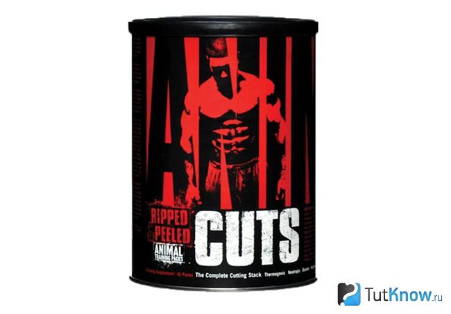 Банка с препаратом Animal Cuts на белом фоне