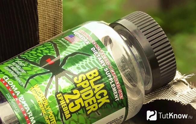 Банка с препаратом Black Spider в лежачем положении