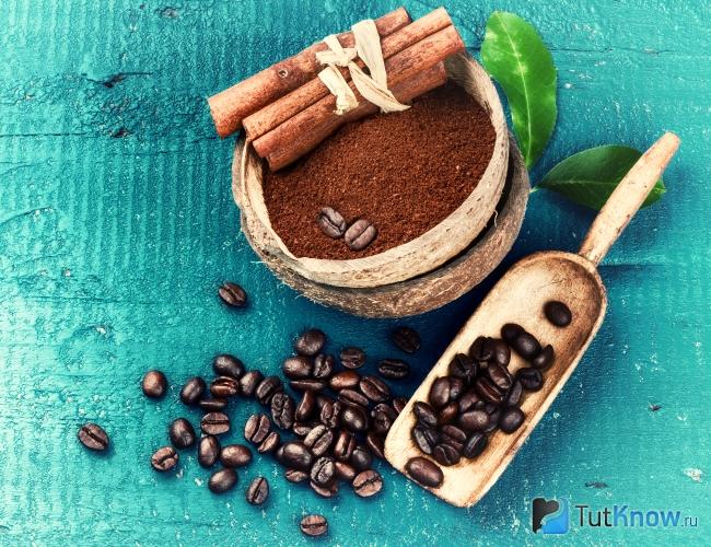 Корица и кофе как ингредиенты маски