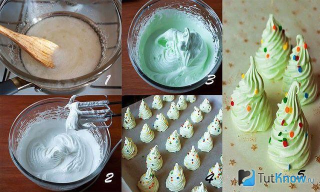 Ёлочки, приготовленные из безе