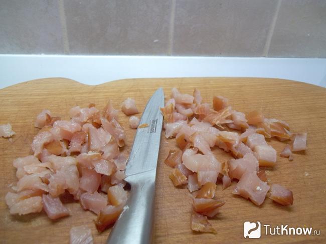 Мясо нарезано