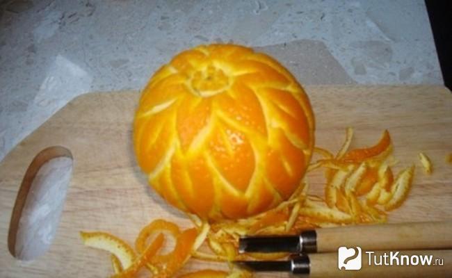 Фигурное снятие цедры с апельсина