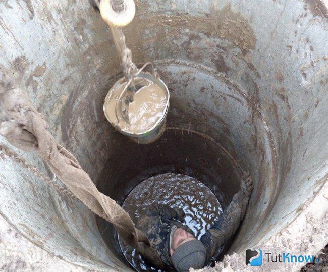 Рабочий в колодце