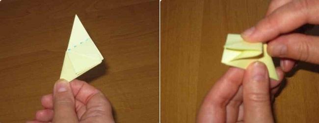 Загибание угла внутрь складки
