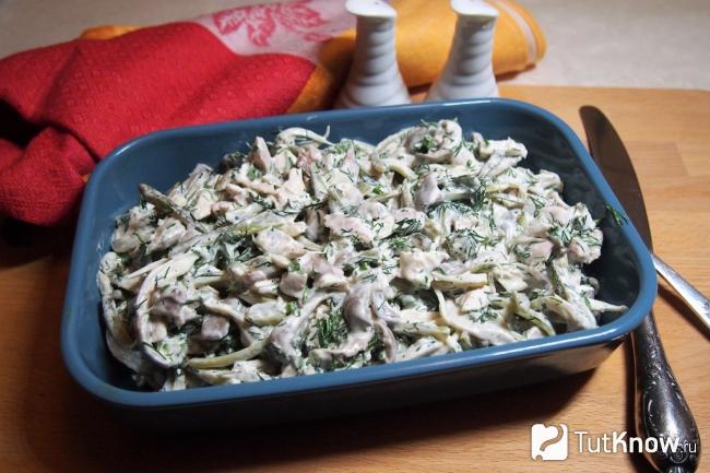 Салат с вешенками и курицей