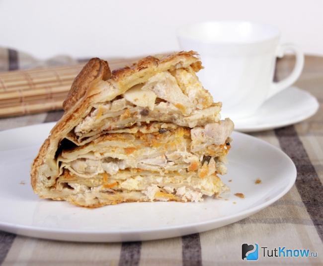 Курник из блинов с курицей