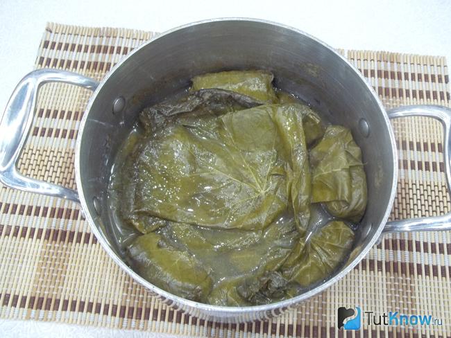 Долма со свининой тушится