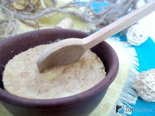 Готовый диетический мясной пудинг с манкой в микроволновке
