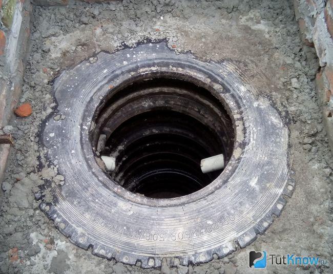 Сливная яма из покрышек