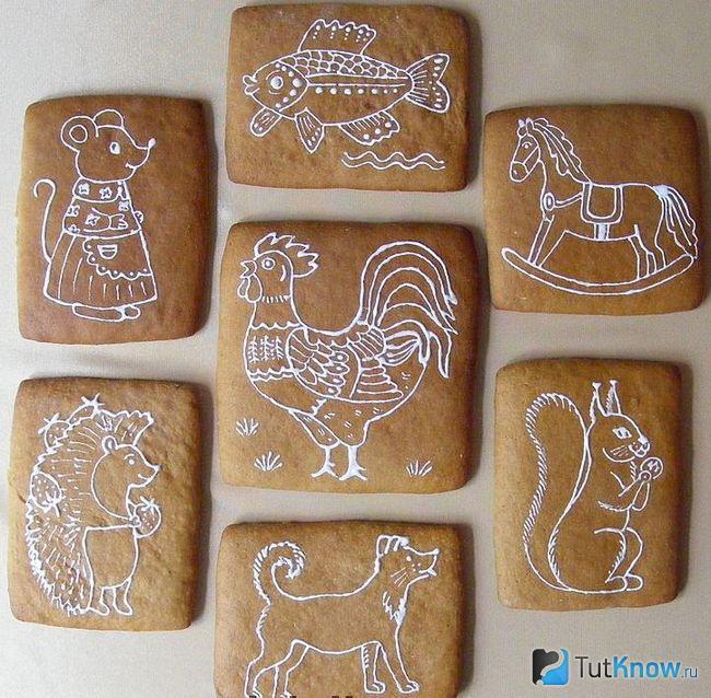 Рисунки из глазури на пряниках