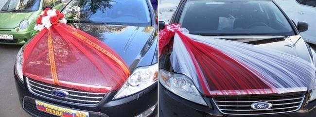 Интересные варианты украшения капота свадебного авто
