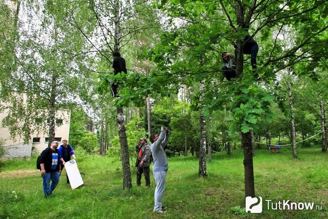 Ребята играют в квест