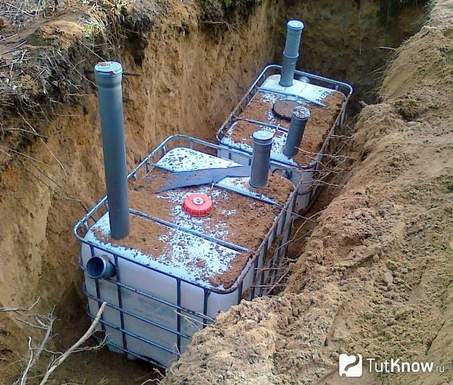 Установка септика из еврокуба