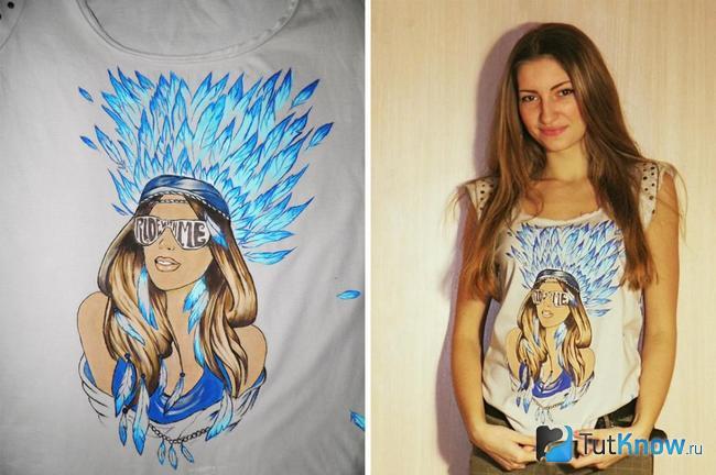 Рисунок на подарочной футболке