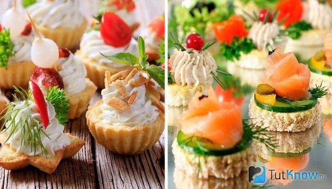 Закуски для ситцевой свадьбы в корзинках