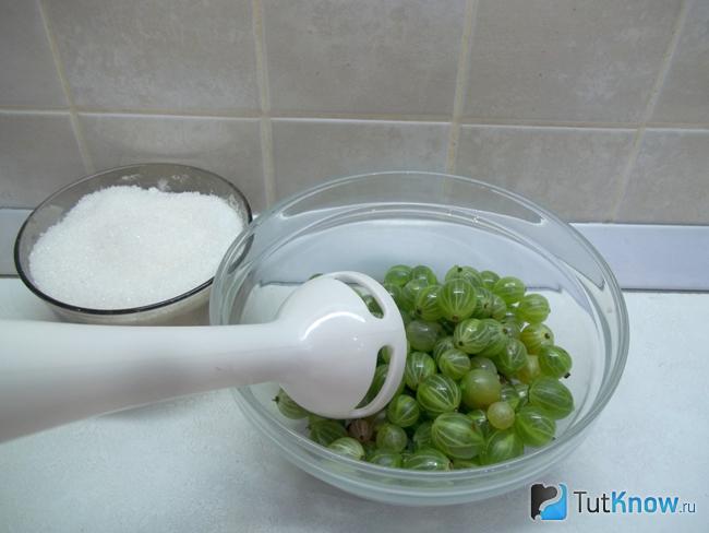 Крыжовник измельчен блендером