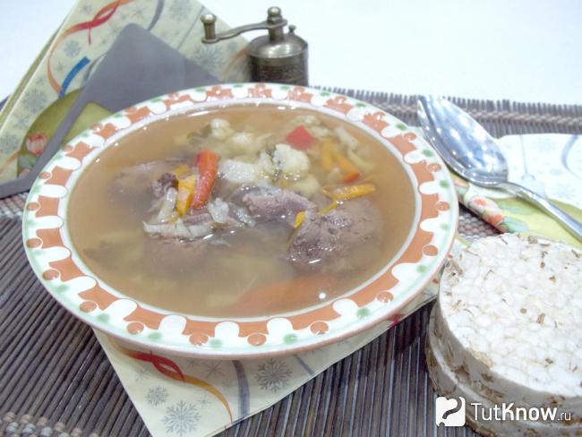 Готовый безуглеводный суп с овощами и субпродуктами