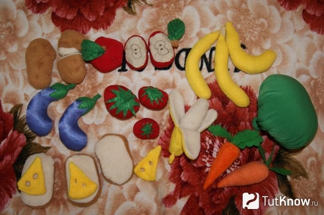 Игрушечные овощи и фрукты для детской кухни