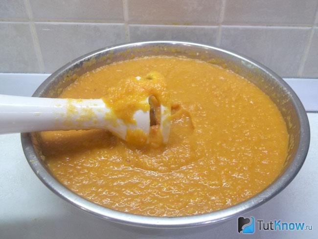 Овощи измельчены блендером