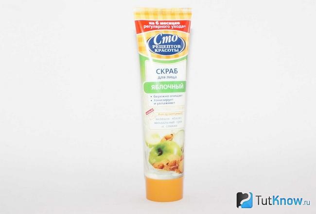 Флакон с яблочным скрабом для лица Сто рецептов красоты
