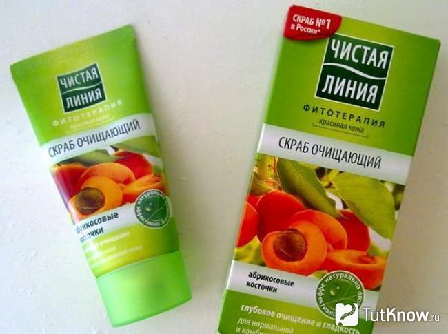 Тюбик со скрабом «Чистая линия» с абрикосовыми косточками
