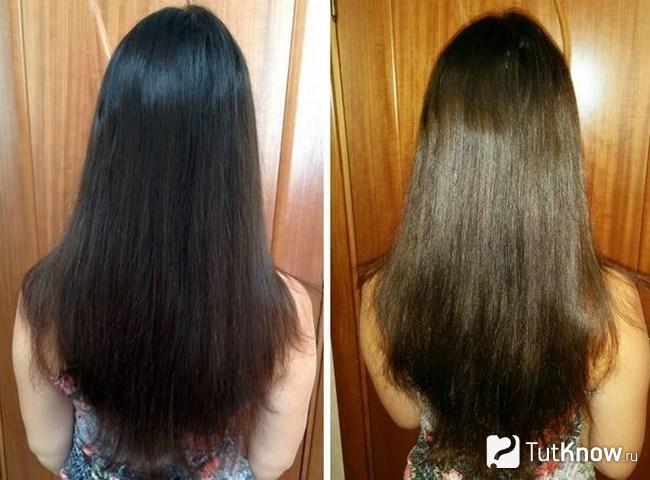 Результат смывки тёмных волос