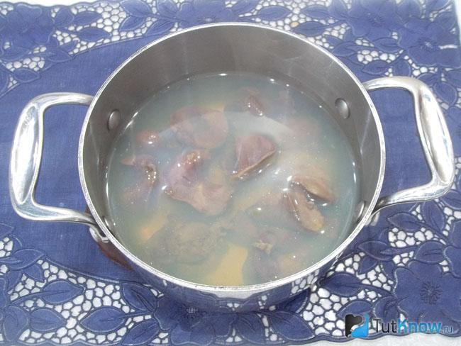 Сердечки и желудки отварены