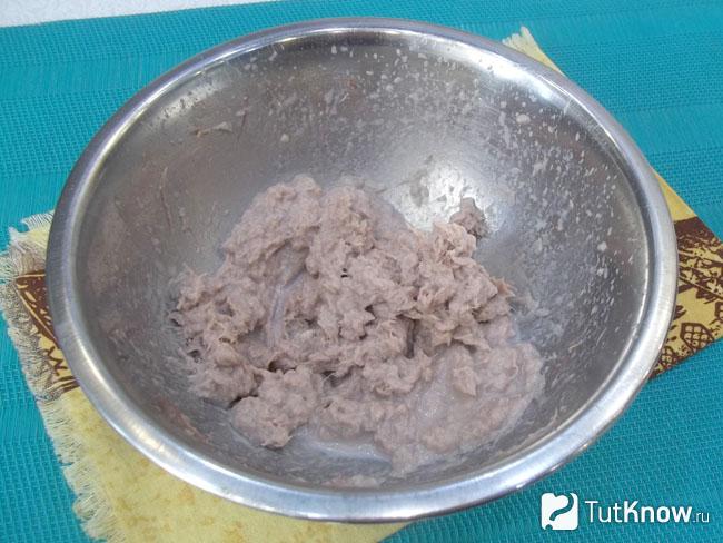 Мясо измельчено блендером