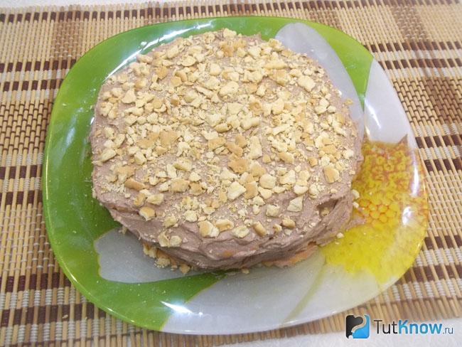 Готовый торт без выпечки из печенья Мария
