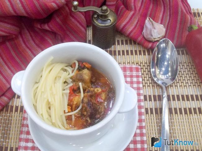 Готовый лагман с курицей