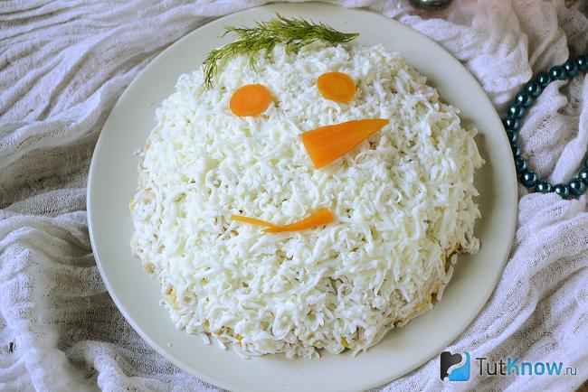 Салат Снеговик крупным планом